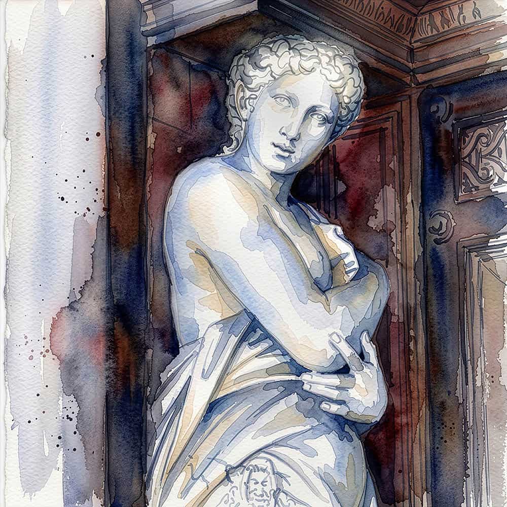 "The Faces of Venice". AI generated watercolour painting, by Ian Coulling FRPS